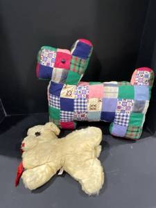 lot 4010 image: Vintage Trudy Toys stuffed dog and quilted stuffed dog