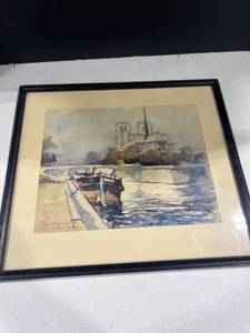 lot 4082 image: Framed signed watercolor 13x14