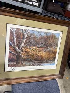 lot 4084 image: Framed signed and numbered 99500 print 23x27