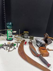 lot 4073 image: Vintage Petri camera in case, Schrade-Walden knife, Vintage chest light and more