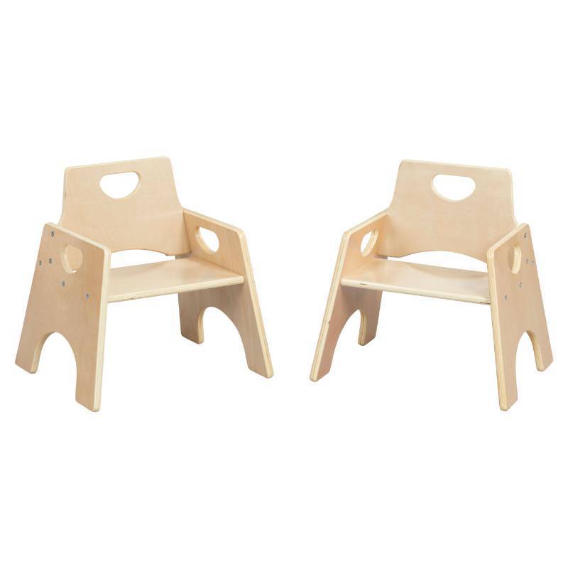 lot 11242 image: Vreative minds Stackable Wooden Toddler Chair, 8in, Kids Furniture, Natural, ( 1 Chair)