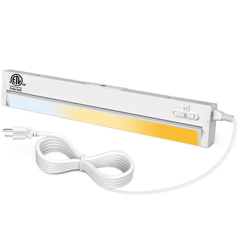 lot 11247 image: GOOVER Under Cabinet Lights Dimmable,with Removable AC Cord Hardwired&Plug-in Installation,3 Color WarmNeutralCool White,Multi-Angle Illumination ETL Certified
