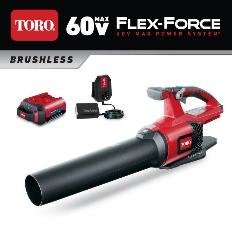 lot 11254 image: Toro 60 Volt Brushless Cordless Leaf Blower w 2 Ah Battery and Charger - Retail $278
