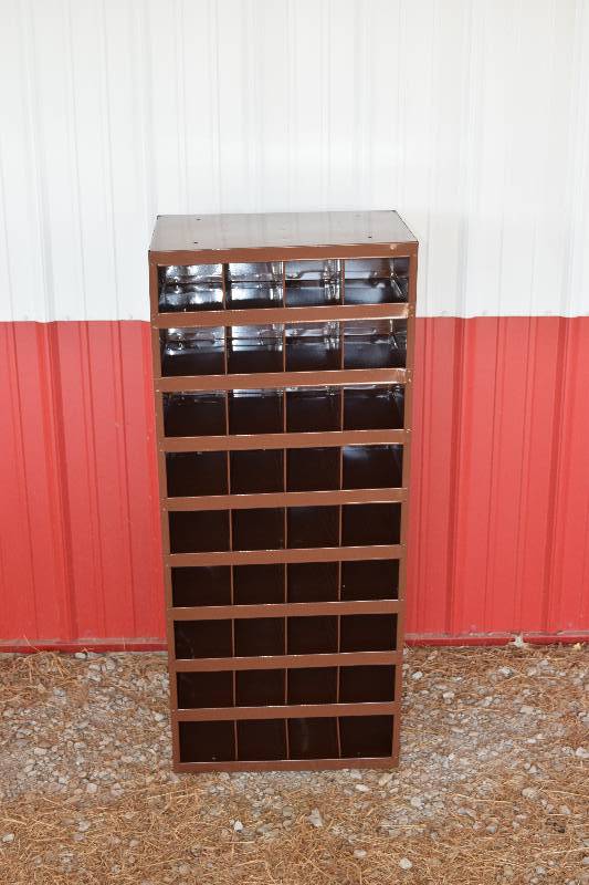 lot 3 image: Metal Parts Organizer Bin Shelf