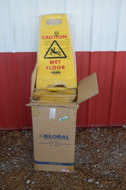 lot 85 image: 10 Global Industrial 2 Sided Caution Wet Floor Signs