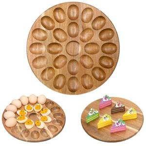 lot 6269 image: Lounsweer Reversible Wood Deviled Egg Platter and Charcuterie Board Thicken Tray Countertop Refrigerator Chicken Egg Containers Carrier for Easter Christmas(Acacia Wood)