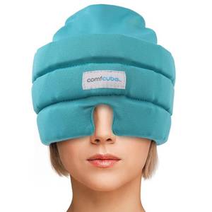 lot 6289 image: Comfcube Migraine & Headache Relief Ice Cap, 2 Hours Long Lasting Cold Therapy Wearable & Washable Form Fitting Ice Hat for Tension Headache, Sinus & Stress Relief, Puffy Eyes, Chronic Migraine, Chemo