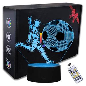 lot 6293 image: Soccer Night Light, 3D LED Night Lamp for Boys - Football Themed Bedroom Lamps, Optical Illusion Lamp with Remote Control, Perfect for Kids Room D�cor, Cool Gifts for Soccer Lovers