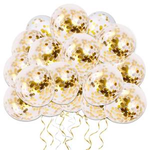 lot 6315 image: A50pcs Gold Confetti Latex Balloons, 12 inch Gold Balloons with Golden Paper Dots for Graduation Wedding Birthday Baby Shower Party Decorations