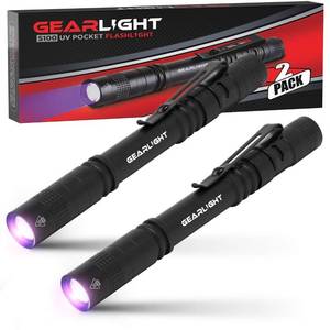 lot 6317 image: GearLight UV Black Light Flashlight S100 2 Pack - Mini Blacklight Ultraviolet Pen Lights for Leak and Hotel Inspection - Pet Urine, Bed Bug, Scorpion, Stain, and Dye Detector