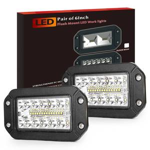 lot 6327 image: Flush Mount LED Light Pods, BUNKER INDUST 2Pcs 6 Inch Spot Flood Combo Beam 6000 LM Triple Row Driving Off Road Light Bar Waterproof Led Work Light for Golf Cart Trucks Tractor SUV 4x4 ATV UTV