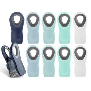 lot 6336 image: COOK WITH COLOR Bag Clips with Magnet- Food Clips, Chip Clips, Bag Clips for Food Storage with Airtight Seal Grip for Bread Bags, Snack Bags and Food Bags (Blue Ombre, Pack of 10)