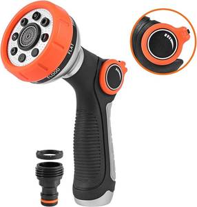 lot 6337 image: Garden Hose Nozzle Spray Nozzle with Water Volume Control Valve High Pressure Water Hose Nozzle Sprayer with Adjustable 8 Patterns for Garden Watering,Car Washing and Pet Showering