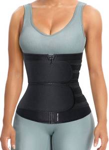 lot 6344 image: HOPLYNN Sweat Waist Trainer for Women Two Belts, Neoprene Workout Corset Waist Trainer Cincher Trimmer Shaper Zipper Black X-Large