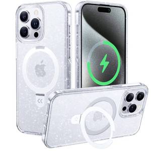 lot 6347 image: CASEKOO Genuine Official for iPhone 15 Pro Case with Magnetic Ring Stand Compatible with MagSafe 16FT Military-Grade Protection Shockproof Twinkle Star Phone Grip Cover 6.1, Sparkle Glitter