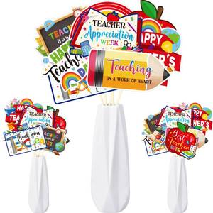lot 6353 image: Relaxgiant 24 Pcs Teacher Appreciation Week Table Decorations Centerpieces Teachers Day Party Centerpiece Sticks for Home Desks Teaching Party Table Decorations Supplies