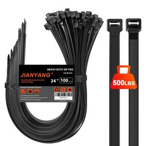 lot 6354 image: Long Zip Ties Heavy Duty 24 inch��500 LBS Tensile Strength With Double Sided Toothed Super Durable Cable Ties ��Extra Large Wire Ties Adjustable Nylon Tie Wraps for Indoor Outdoor ��100 Pack Black��