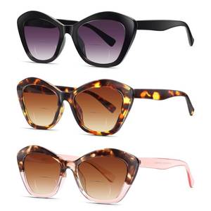 lot 6366 image: LADEESSE 3 Pack Bifocal Reading Sunglasses for Women Fashion Cateye Sun Readers Outdoor Reading Glasses UV400 3.25 Protection