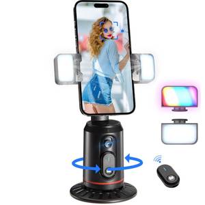 lot 6372 image: MQOUNY Auto Face Tracking Phone Holder, 360° Rotation Face Body Phone Tripod Smart Shooting Camera Mount with Rechargeable Remote and Light for Live Vlog Streaming Video, Rechargeable