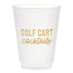 lot 6379 image: Slant Collections Party Cups 6-Count Reusable BPA-Free Plastic Frost Cups, 16-Ounce, Golf Cart Cocktails