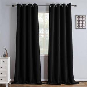 lot 6380 image: IGEMAEVE Black Blackout Curtains 108 Inch Length 2 Panels Set, Black Out Curtains for Bedroom 108 Inch Long, Grommet Energy Saving Room Darkening Drapes for Living Room Window(W52 x L108)