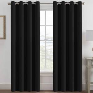 lot 6382 image: H.VERSAILTEX 100% Blackout Curtains for Bedroom Black Out Curtains 96 inch Thermal Insulated Long Blackout Curtains for Living Room, Energy Saving Curtains for Patio Door Grommet (1 Panel, Jet Black)