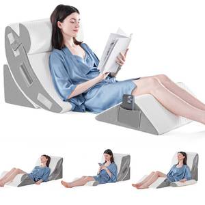 lot 9283 image: Yojoker 4PCS Orthopedic Bed Wedge Pillow Set for Sleeping, Post Surgery Foam Pillow for Body, Back and Leg Pain Relief, Triangle Adjustable Support Pillow - Acid Reflux, Anti Snoring & GERD Sleeping