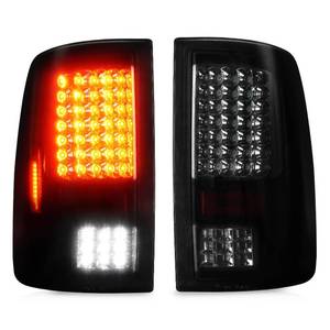 lot 9297 image: Tresound LED Tail Light for Dodge Ram 1500 2009-2010, Ram 2500 & 3500 2010, Ram 1500 & 2500 & 3500 2011-2018, Ram 1500 Classic 2019, only fit Factory Halogen Model, Chrome Housing Smoked Lens - Retail $97.1