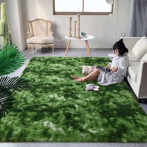 lot 9298 image: DweIke Fluffy Modern Area Rugs for Living Room Bedroom, 3x5 ft Plush High Pile Dark Green Rug for Kids Girls Room Nursery Home Decor, Upgrade Non-Slip Girls Bedroom Soft Indoor Rug, Dark Green
