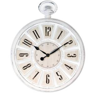 lot 9299 image: AYRELY� Vintage Round Wall Clock. Antique Retro Style. Battery Operated Silent Clock for Farmhouse, Rustic, Kitchen, and Living Room Decor(13 H x 10.6 W)-White