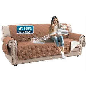 lot 9305 image: H.VERSAILTEX 100% Waterproof Couch Covers for Dogs Modern Sofa Slipcovers with Elastic Straps Thick Soft Couch Protector from Cat Claws(Sofa, TerracottaBeige)