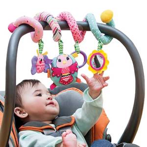 lot 10074 image: Infantino Stretch & Spiral Activity Toy - Textured Play Activity Toy for Sensory Exploration and Engagement, Ages 0 and Up, Pink Farm, 1 Count (Pack of 1)
