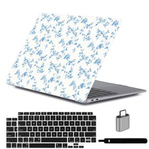 lot 10089 image: LanBaiLan Laptop Plastic Hard Shell Protective Case, Compatible for New MacBook Air 13 inch 2020 2019 2018 Release A2337 M1 A2179 A1932 Retina Display with Touch ID & Keyboard Cover, Engraved Floral