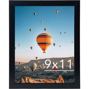 lot 10095 image: JCJMY 9x11 Picture Frame Black for Wall Hanging or Tabletop, Wall Mounting Horizontally or Vertically, 9 x 11 Wall Gallery Poster Photo Frame with Shatter Resistant Plexiglass, Black