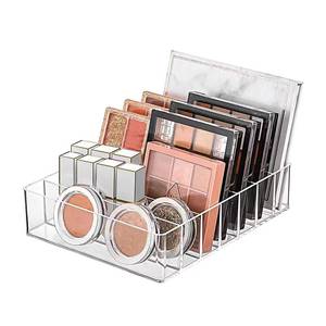 lot 10096 image: WECHENG Makeup Organizer for Eyeshadow Palette and Lipstick Organizer, 7 Section Divided Makeup Palette Organizer for Vanity Drawer Countertop Modern Cosmetics Storage(7.48 x 6.22 x 1.77)