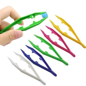lot 10101 image: Haikole Plastic Tweezers, 5Pcs Plastic Tweezers for Kids,Craft Tweezers for DIY Craft Jewelry Making Family School Beading Project (A-White, Pink, Blue, Yellow, Green)