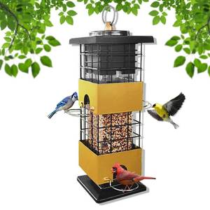 lot 1929 image: Squirrel Proof Bird Feeder for Outdoors Hanging, Metal Wild Bird Seed Feeder with Bilateral Weight-Activated Perches, 3LB Large Capacity Wild Bird Feeders for Outside Finch,Blue Jay,Cardinal