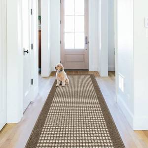 lot 1957 image: Ileading Laundry Room Runner Rug 2x6 Non Slip Farmhouse Kitchen Floor Mats with Rubber Backing Machine Washable Brown Indoor Decor Carpet for Doormat Hallway Entryway Petmat Garage Balcony