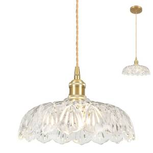lot 1970 image: Loiogohot Glass Pendant Light Vintage Light Fixtures,Transparent Modern Chandelier Pendant,E26 Pendant Lights Kitchen Island,9.4inch Hanging Lamp for Bedroom Hotel Dining Room 1 Light