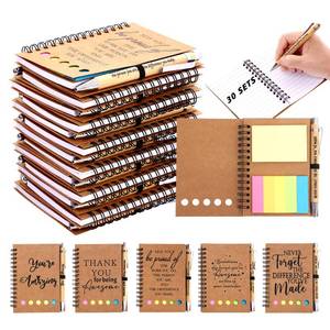lot 1972 image: A 30 Sets Employee Appreciation Gifts Bulk Team College Graduate Thank You Gifts Inspirational Spiral Notebook with Sticky Note Motivational Bamboo Ballpoint Pens for Nurse Teacher Employees Coworker