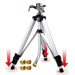 lot 1976 image: YAMATIC Impact Sprinkler on Adjustable Tripod Base, 360 Degree Large Area, with 34 Thread Quick Connect Fittings, Heavy Duty Pulsator Sprinkler for Lawn Yard and Grass, Spray up to 20-90ft (36inch)
