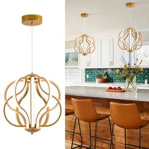 lot 1979 image: CHYING Modern LED Chandelier Gold 10-Light Dining Room Chandelier 70W Remote Control 3000K-6000K Dimmable Pendant Light for Kitchen Island Living Room Foyer Entryway Height Adjustable - Retail $129.14