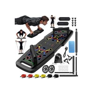 lot 1980 image: Push Up Board,Home Gym,Portable Exercise Equipment,Pilates Bar and 20 Fitness Accessories with Resistance Bands and Ab Roller Wheel,Full Body Workout at Home