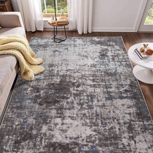 lot 1981 image: A 4x6 Rug, Soft Washable Rug for Living Room, Non Slip Abstract Modern Rugs for Bedroom, Low Pile Stain Resistant Foldable Carpet for Dining Room Bedside Entryway Nursery Decor, Dark Grey