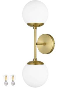 lot 1985 image: KoKo&Yukina Mid Century Modern Bathroom Lights Gold Vanity Light Fixtures Globe Sconce 2-Light Bathroom Gold Vanity Light Mid Century Glass Globe Wall Lights