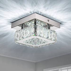 lot 1990 image: Mini Modern Crystal Chandeliers Flush Mount Ceiling Light Fixture LED Crystal Square Chandelier Hallway Light Bedroom Chandelier for Bathroom Kitchen Office
