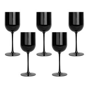 lot 1991 image: PLASTICPRO Black Plastic Wine Glasses Set of 10 Elegant Wine Goblets Hard Plastic Wine Cups on Stem 12 Ounce