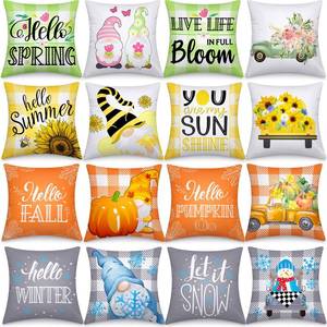 lot 2081 image: Tatuo 16 Pcs Seasonal Pillow Covers 16 x 16 Inches Spring Summer Flower Decorative Pillows Covers Farmhouse Cushion Case for Holiday Home Furniture Bench Couch Sofa Living Room Decor
