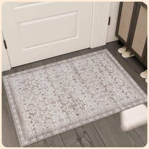 lot 2086 image: Istana Rugs 2x3 - Beige GreyLight Cream Area Rug - Foldable 2x3 Washable Rug Non Slip - Anti-Slip Home Area Rugs - Soft Microfiber Non Skid Area Rug