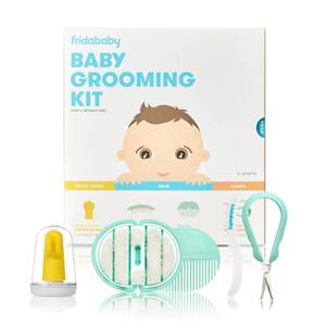 lot 2088 image: Frida Baby Grooming Kit  Baby Essentials Gift Set Includes Finger Brush with Storage Stand, Hair Brush with Case, Styling Hair Comb, Easy Grip Nail Scissors with Nail File and Case